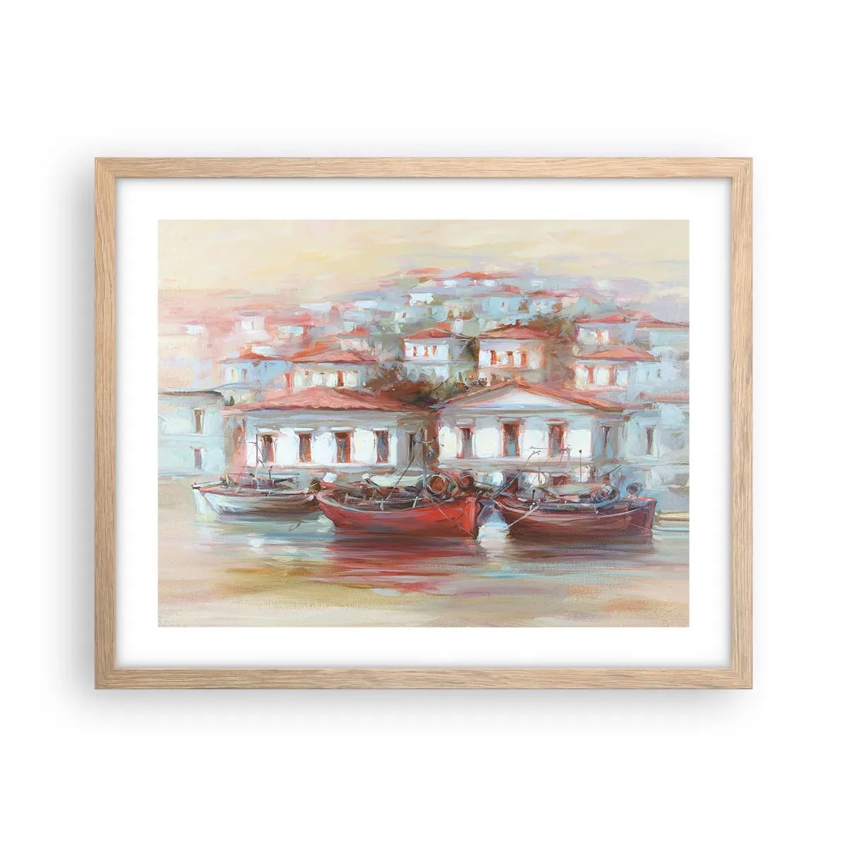 Póster en marco roble claro - Ciudad feliz - 50x40 cm