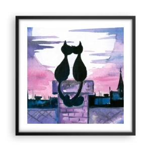 Póster en marco negro - Cita bajo la luna - 50x50 cm