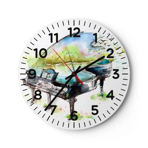 Reloj de pared - Reloj de vidrio - Encantado con la música - 30x30 cm