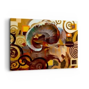 Cuadro sobre lienzo - Impresión de Imagen - Un carnero simbólico en una composición abstracta. - 120x80cm - Magia - religiones - rituales - Decoración de pared moderna para salón y dormitorio ARTTOR