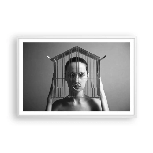 Póster en marco blanco - Un retrato algo surrealista - 91x61 cm