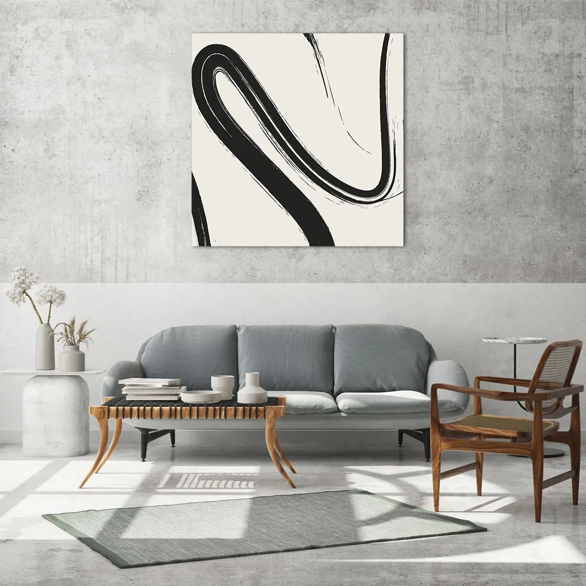 Cuadro sobre vidrio - Impresiones sobre Vidrio - Fantasía en blanco y negro - 60x60 cm