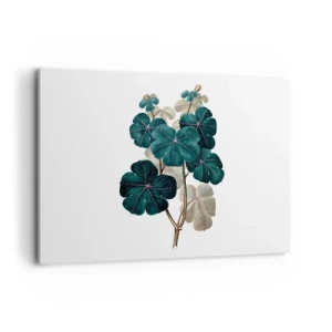 Cuadro sobre lienzo - Impresión de Imagen - Ilustración botánica con hojas en tonos verdes y beige. - 100x70cm - De un viejo herbario - Decoración de pared moderna para salón y dormitorio ARTTOR