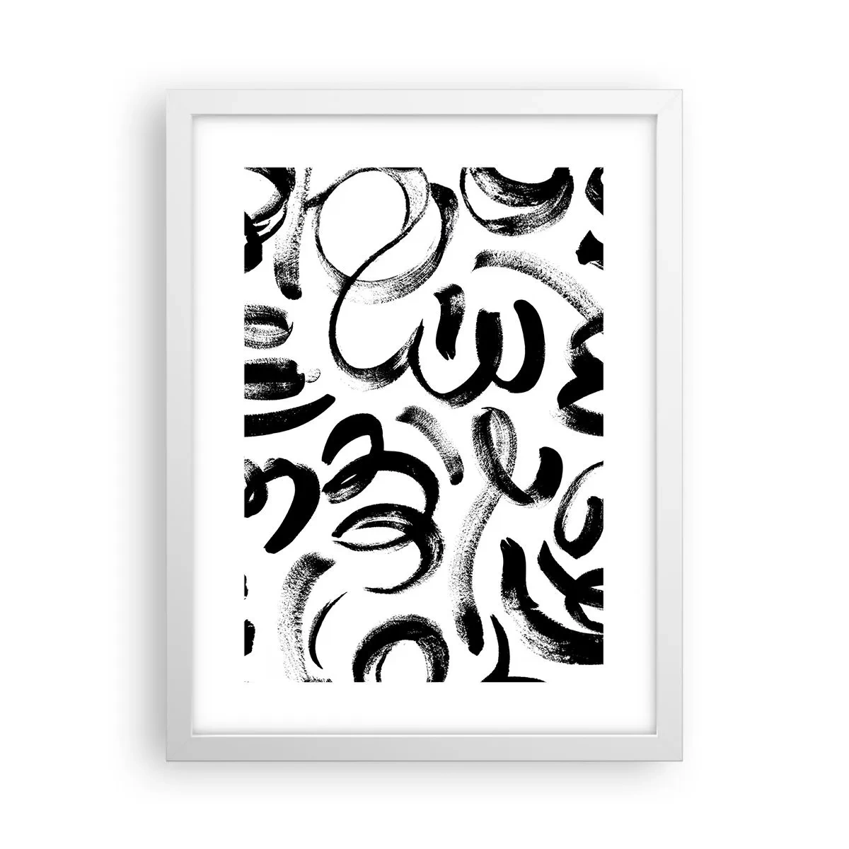 Póster en marco blanco - Negro sobre blanco - 30x40 cm