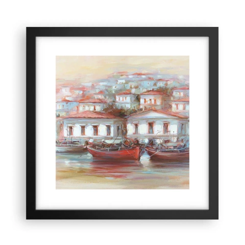Póster en marco negro - Ciudad feliz - 30x30 cm