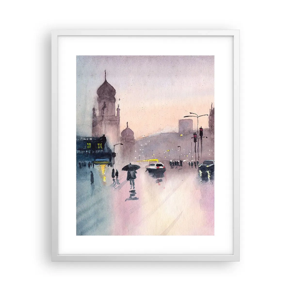 Póster en marco blanco - En una niebla lluviosa - 40x50 cm