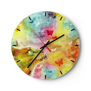 Reloj de pared - Reloj de vidrio - En el paraíso de los gatos - 40x40 cm