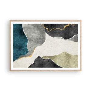 Póster en marco roble claro - Composición en mosaico con una hebra de oro - 100x70 cm