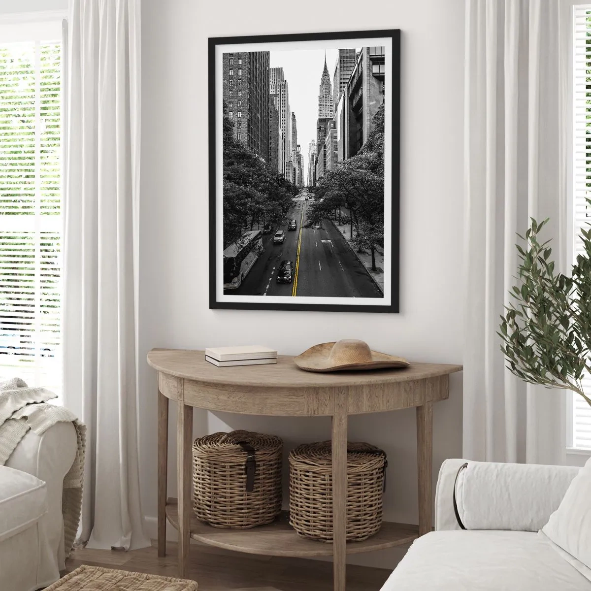 Póster en marco negro - Mañana de Nueva York - 70x100 cm