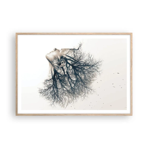 Póster en marco roble claro - Escuchando el susurro de un árbol - 100x70 cm