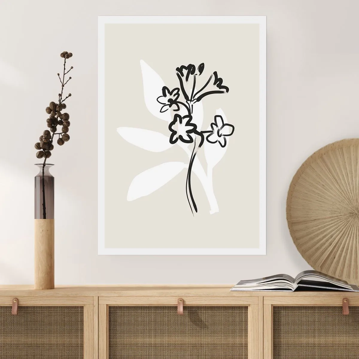 Póster - Dibujo de flor minimalista - 50x70cm - Esbozo de un herbario - Decoración de pared moderna para salón y dormitorio ARTTOR