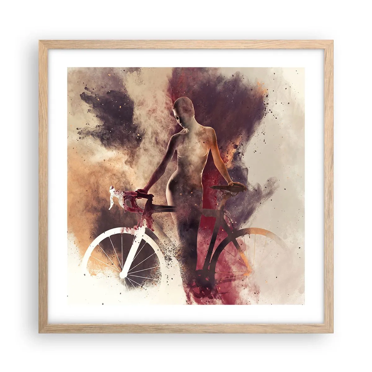 Póster en marco roble claro - En las formas de mármol un alma ciclista - 50x50 cm