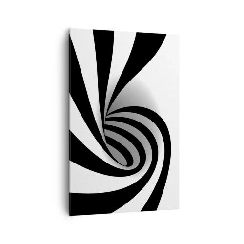 Cuadro sobre lienzo - Impresión de Imagen - Vórtice óptico abstracto en blanco y negro - 80x120cm - Y sin embargo, gira - Decoración de pared moderna para salón y dormitorio ARTTOR