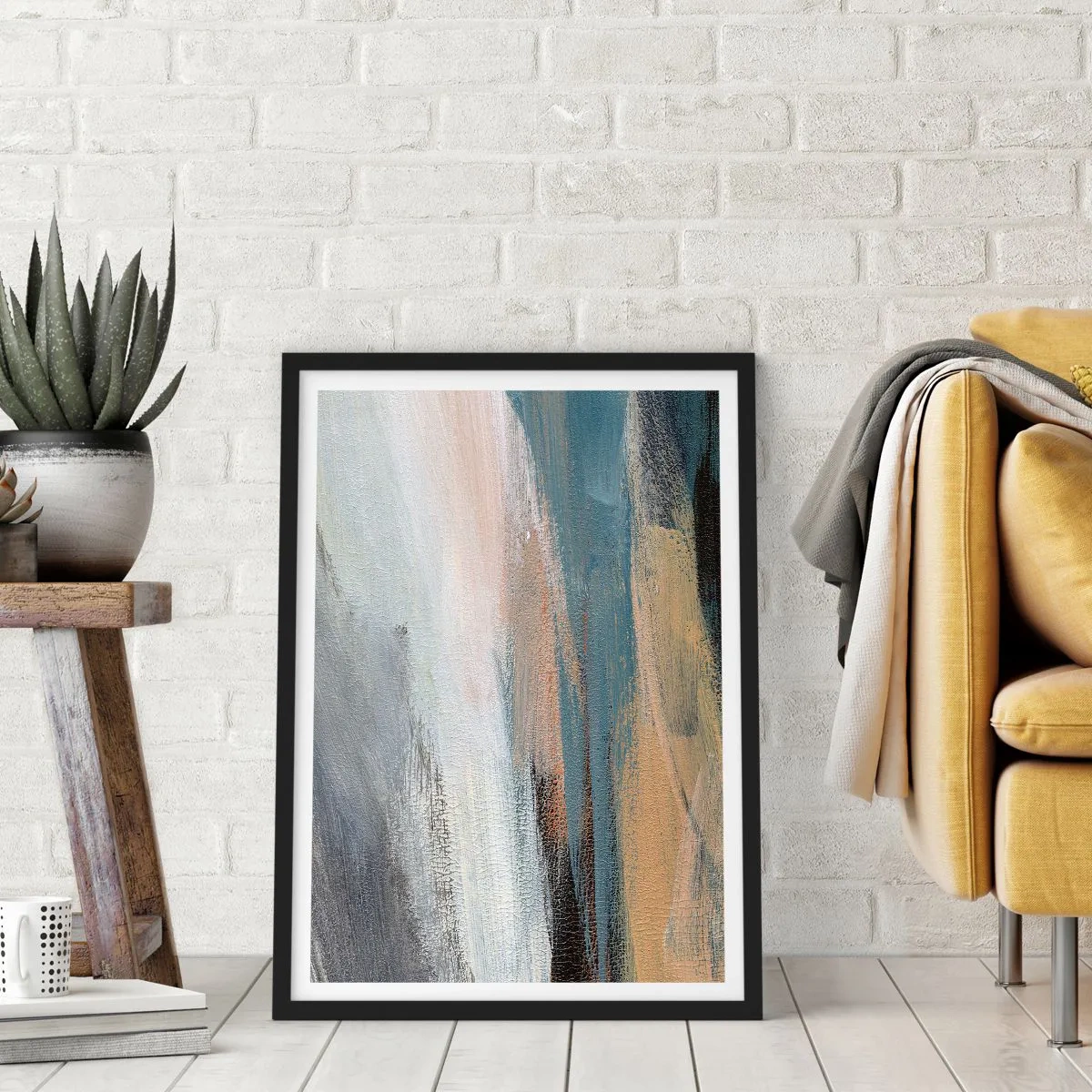 Póster en marco negro - Abstracción: paisaje nórdico - 70x100 cm