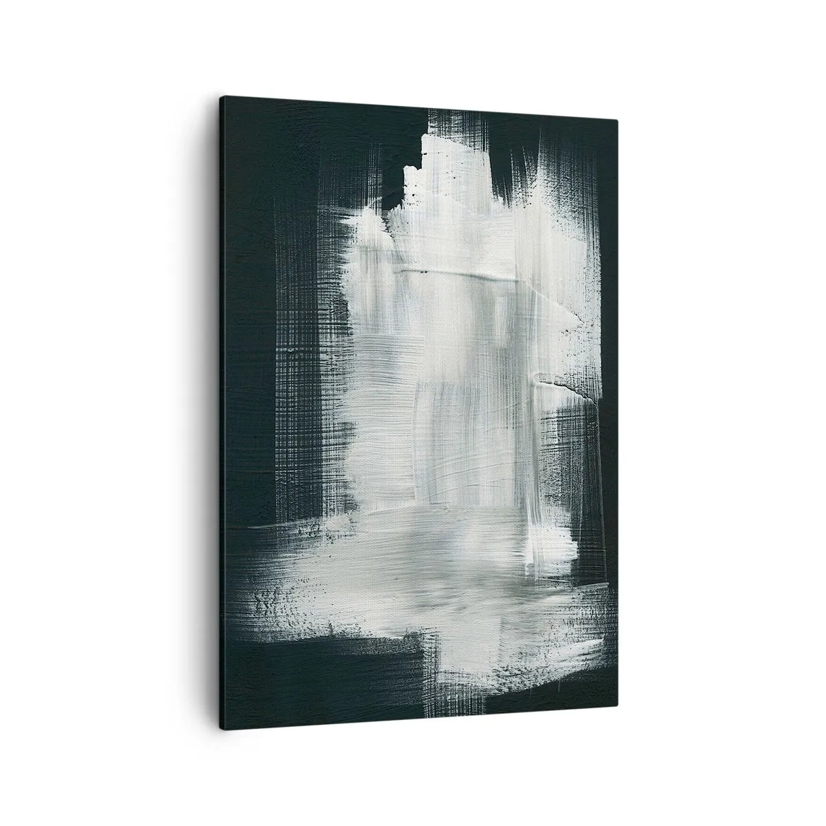 Cuadro sobre lienzo - Impresión de Imagen - Trazos abstractos blancos sobre un fondo oscuro - 50x70cm - Tejido vertical y horizontal - Decoración de pared moderna para salón y dormitorio ARTTOR
