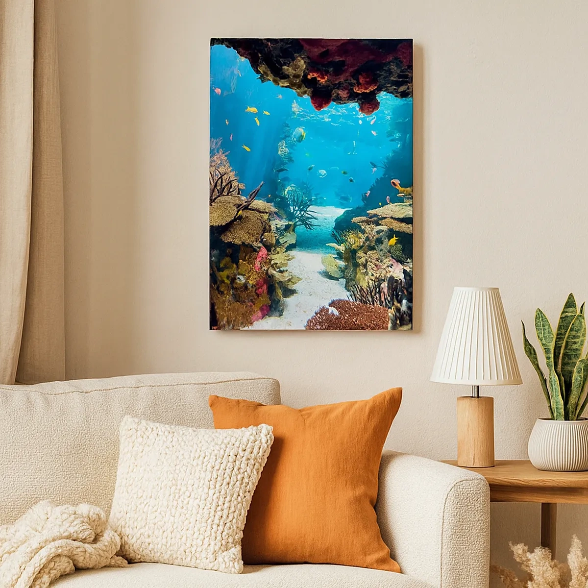 Cuadro sobre lienzo - Impresión de Imagen - Mundo submarino con arrecifes de coral y peces. - 50x70cm - Ni siquiera has soñado - Decoración de pared moderna para salón y dormitorio ARTTOR