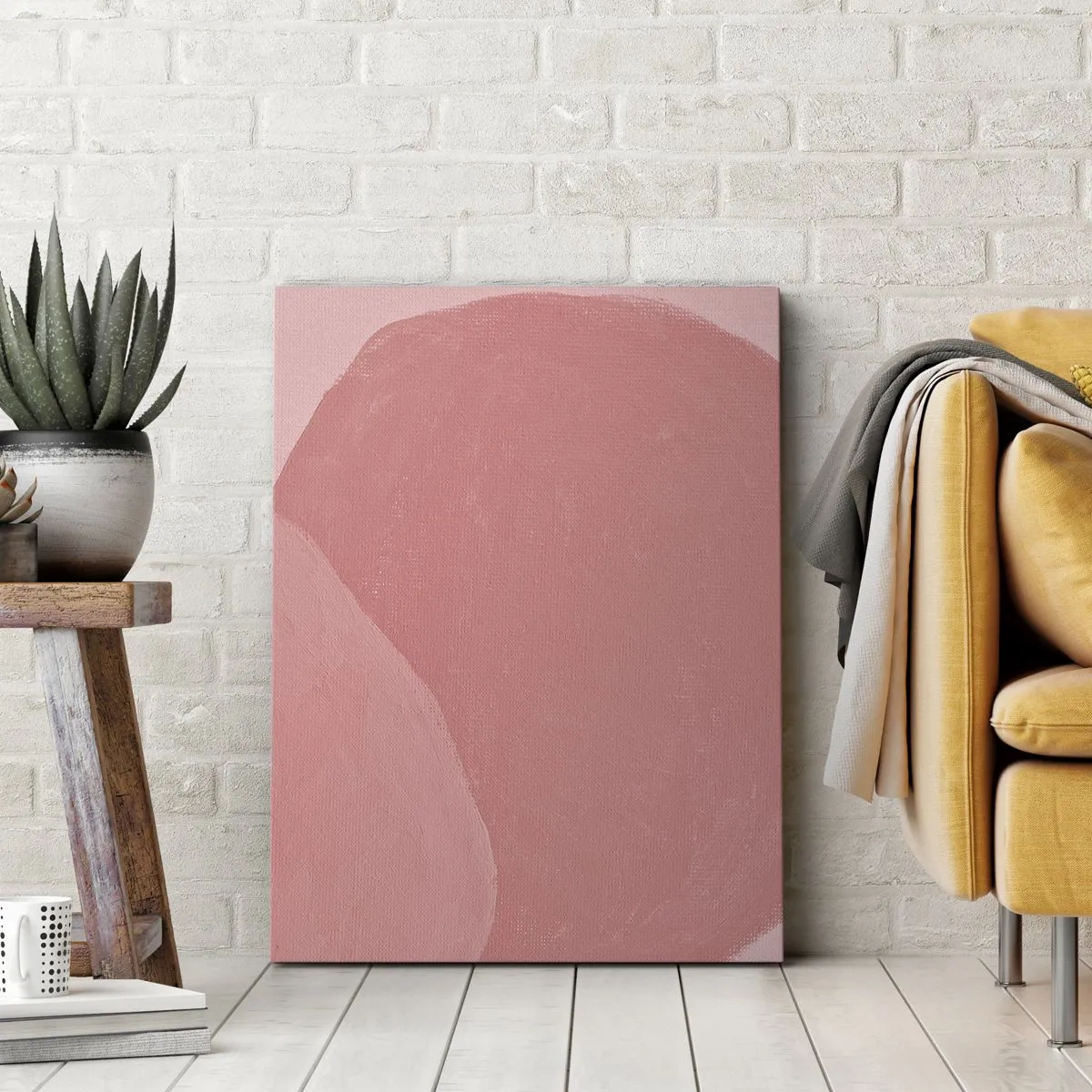 Cuadro sobre lienzo - Impresión de Imagen - Abstracción delicada en tonos rosa, formas orgánicas y minimalismo. - 50x70cm - Composición orgánica en rosa - Decoración de pared moderna para salón y dormitorio ARTTOR