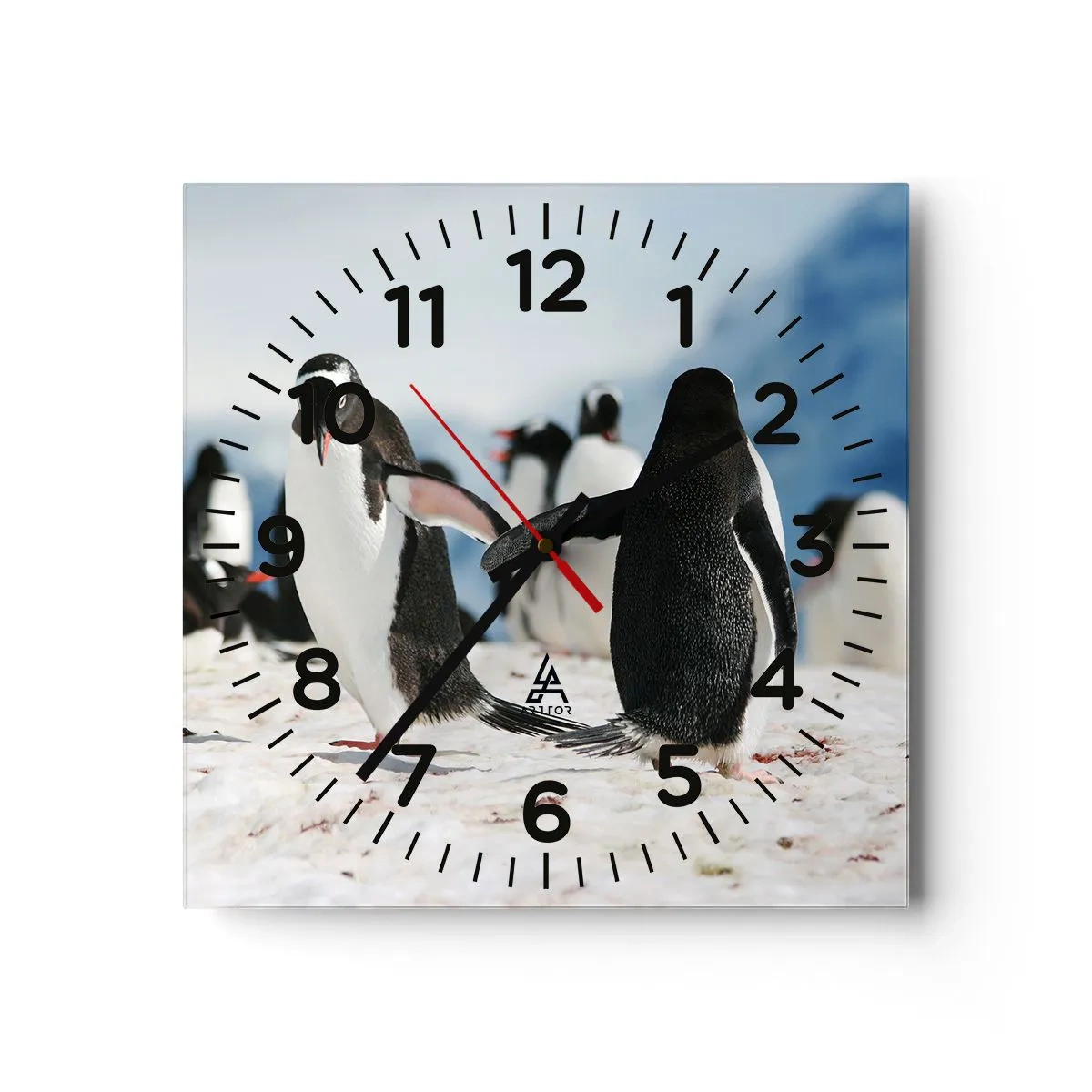 Reloj de pared - Reloj de vidrio - Bailando en la nieve - 30x30 cm