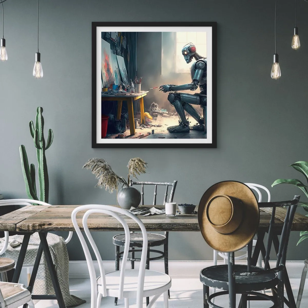 Póster en marco negro - El acto de creación - 60x60 cm