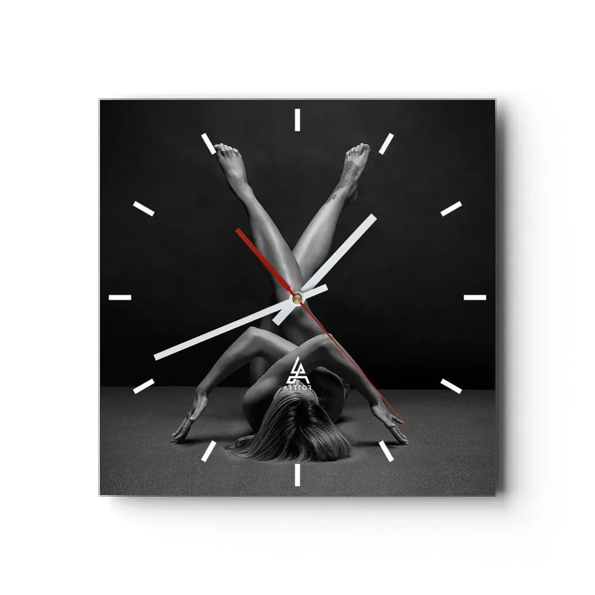 Reloj de pared - Reloj de vidrio - Geometría al desnudo - 40x40 cm