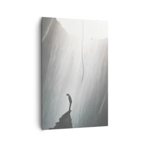 Cuadro sobre lienzo - Impresión de Imagen - Silueta de un hombre en el suelo de una cueva con vistas a la luz. - 80x120cm - Siempre hay una salida - Decoración de pared moderna para salón y dormitorio ARTTOR