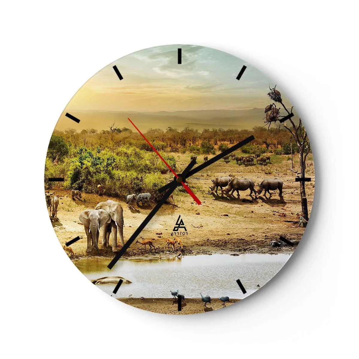 Reloj de pared - Reloj de vidrio - Y del Edén fluyó un río... - 40x40 cm