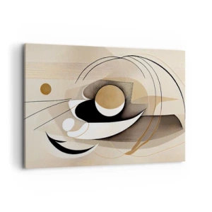 Cuadro sobre lienzo - Impresión de Imagen - Composición abstracta en tonos beige y negro. - 100x70cm - Composición: la esencia de las cosas - Decoración de pared moderna para salón y dormitorio ARTTOR