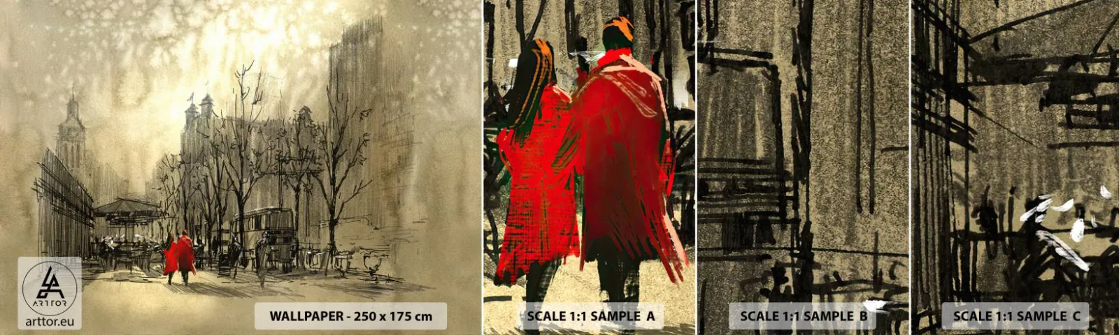 Muestra de fotomural autoadhesivo Deluxe Sticker - Cita en la niebla de Londres  - Ciudad, Londres, Arquitectura - 100x30 cm