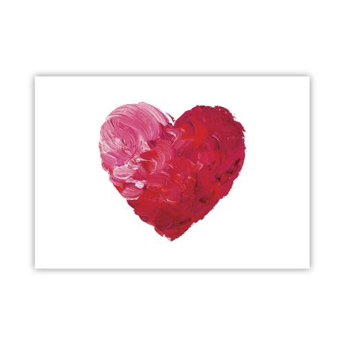 Póster - Un corazón rosa y rojo pintado con un pincel. - 100x70cm - All you need is love - Decoración de pared moderna para salón y dormitorio ARTTOR