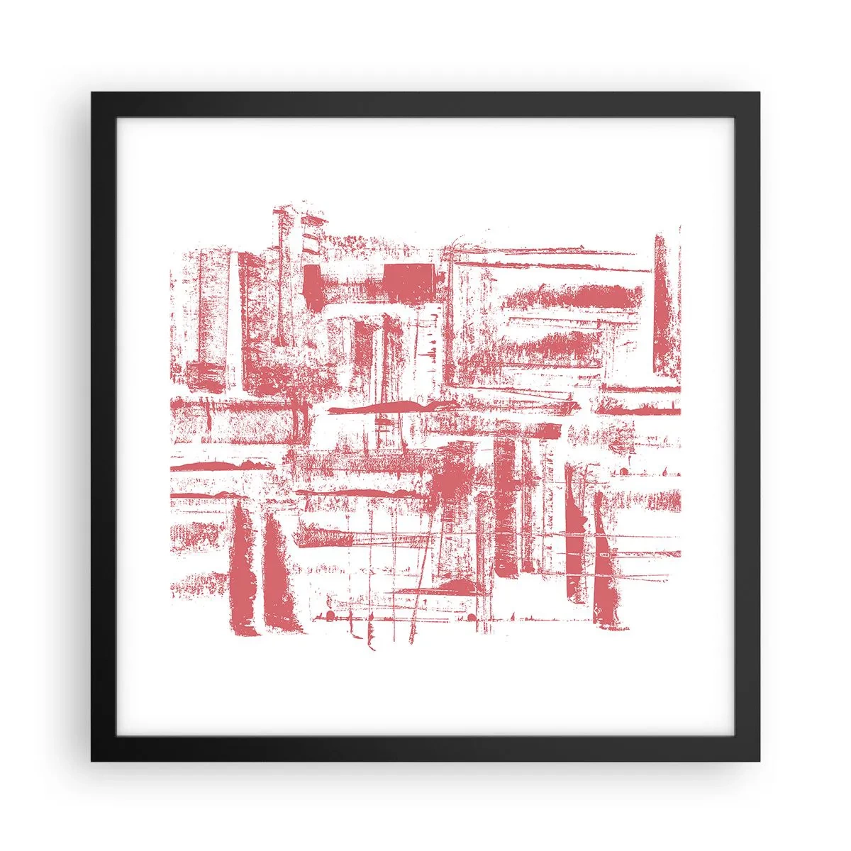 Póster en marco negro - Ciudad roja - 40x40 cm