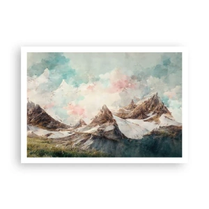 Póster - Montañas pintorescas con cielos pastel - 100x70cm - Filos rocosos - Decoración de pared moderna para salón y dormitorio ARTTOR