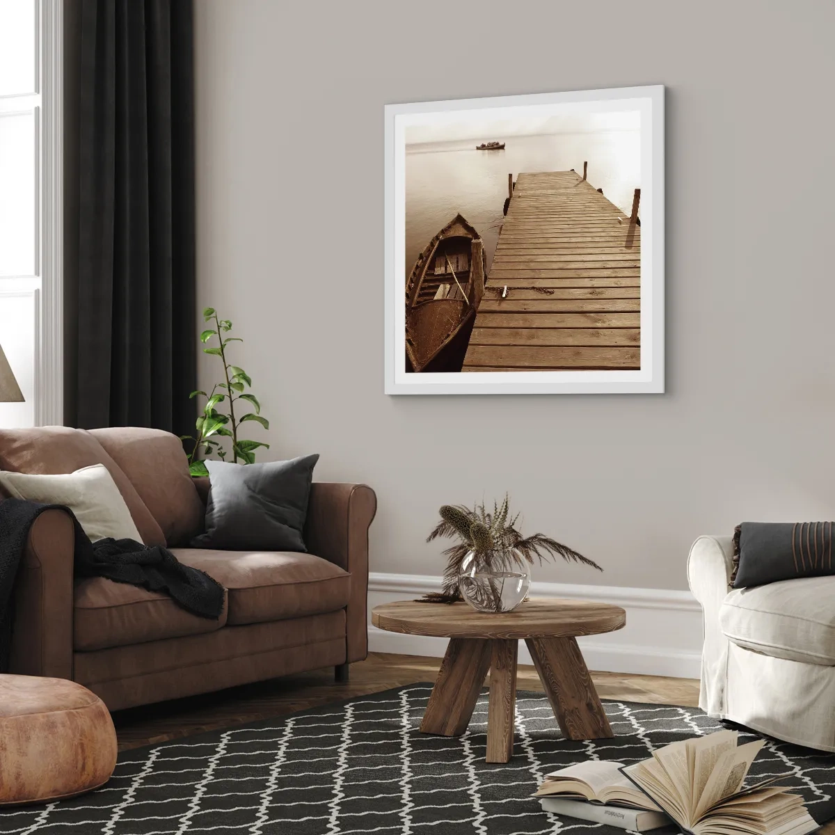 Póster en marco blanco - La auténtica paz - 60x60 cm