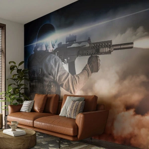 Fotomural Premium Sand - Luchador - Militar, Arma, Soldado - 150x105 cm