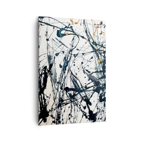 Cuadro sobre lienzo - Impresión de Imagen - Una pintura abstracta con salpicaduras de pintura en patrones dinámicos. - 70x100cm - Abstracción expresionista - Decoración de pared moderna para salón y dormitorio ARTTOR