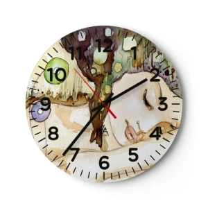 Reloj de pared - Reloj de vidrio - Sueño esmeralda y violeta - 40x40 cm