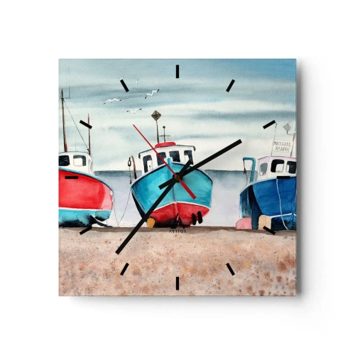Reloj de pared - Reloj de vidrio - Listos para la pesca - 40x40 cm