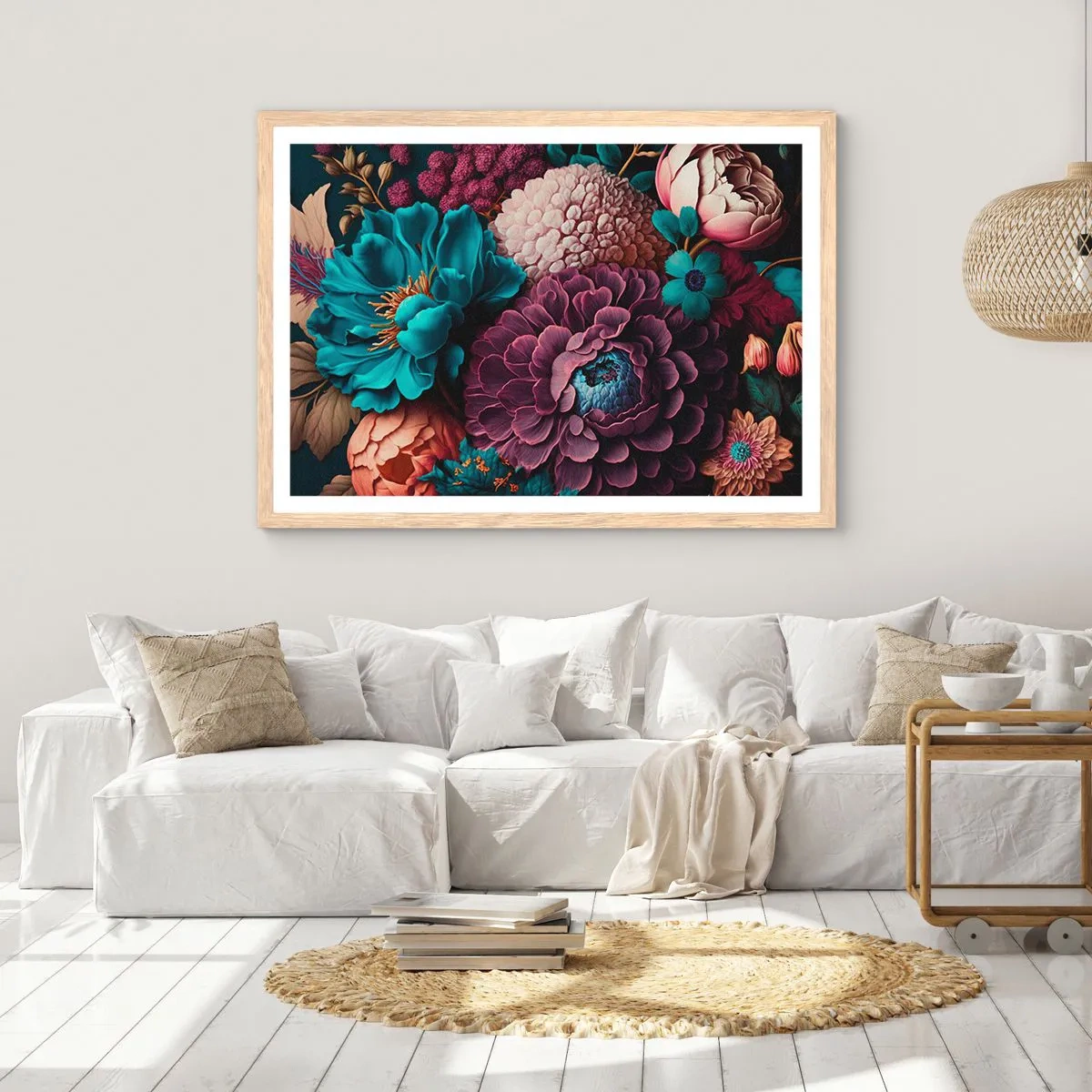 Póster en marco roble claro - Naturaleza en abundancia - 100x70 cm