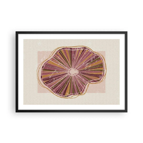 Póster en marco negro - Patrón abstracto de rodajas de árbol en tonos rosados - 70x50cm - Abstracción radiante - Decoración de pared moderna para salón y dormitorio ARTTOR