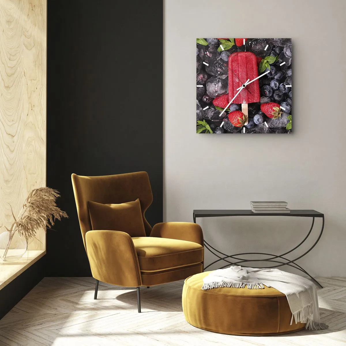 Reloj de pared - Reloj de vidrio - El sabor del verano caluroso - 40x40 cm