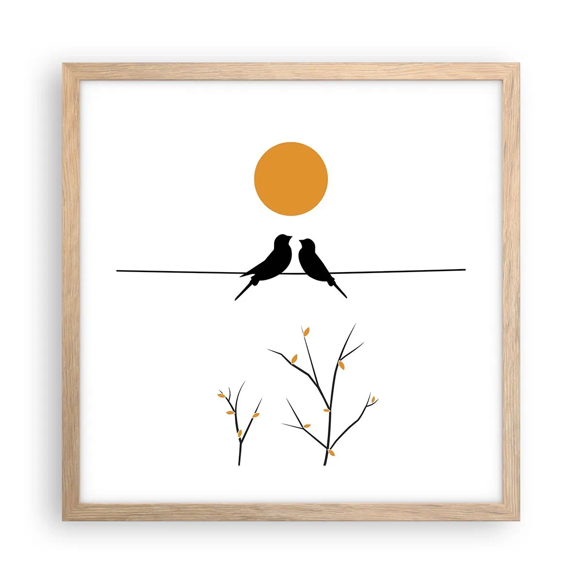 Póster en marco roble claro - Noche de ruiseñores - 40x40 cm