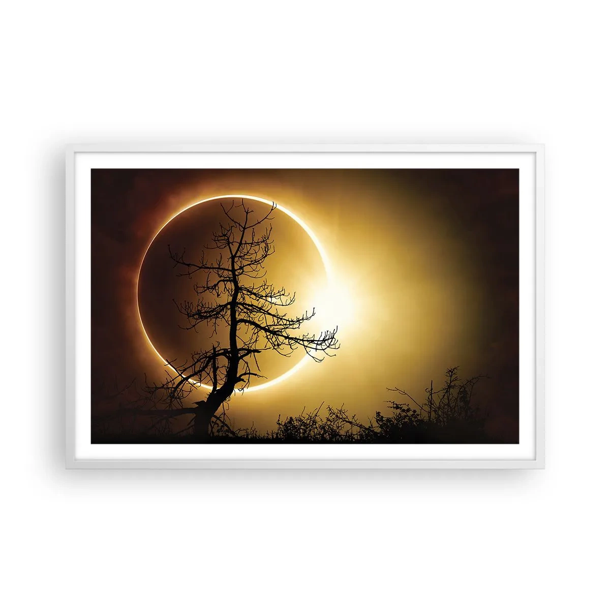 Póster en marco blanco - Eclipse total - 91x61 cm