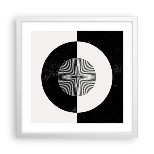 Póster en marco blanco - Armonía en blanco y negro - 40x40 cm