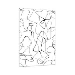 Cuadro sobre vidrio - Impresiones sobre Vidrio - Líneas negras abstractas sobre un fondo blanco en un estilo minimalista. - 70x100cm - Los caminos de la vida, las vicisitudes del destino - Decoración de pared moderna para salón y dormitorio ARTTOR