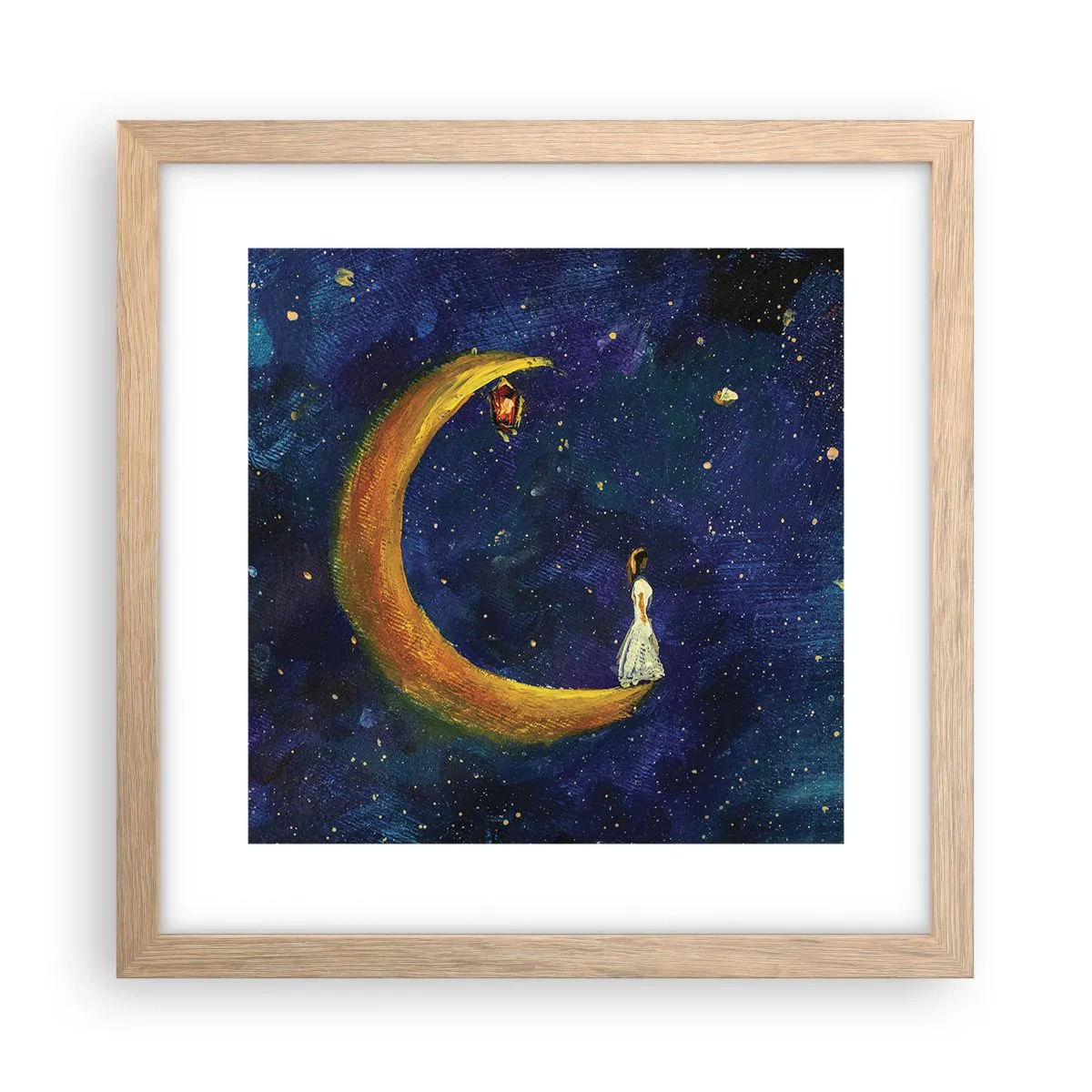 Póster en marco roble claro - La llamada de la Luna - 30x30 cm