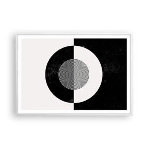 Póster en marco blanco - Armonía en blanco y negro - 100x70 cm
