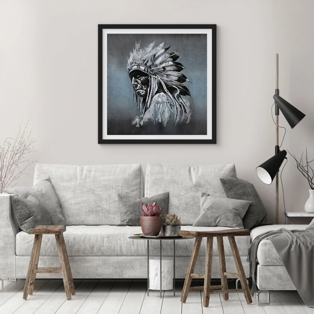 Póster en marco negro - Regreso a las raíces - 50x50 cm