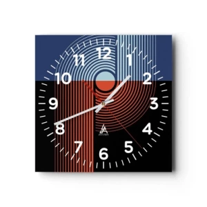 Reloj de pared - Reloj de vidrio - En un abrazo geométrico - 40x40 cm