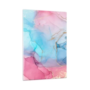 Cuadro sobre vidrio - Impresiones sobre Vidrio - Patrones abstractos pastel con acentos dorados - 80x120cm - Reuniones y encuentros de colores - Decoración de pared moderna para salón y dormitorio ARTTOR