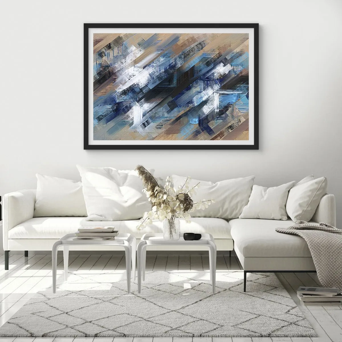 Póster en marco negro - En una inclinación azul - 40x30 cm