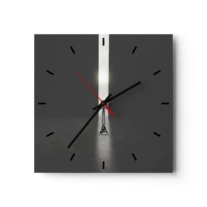 Reloj de pared - Reloj de vidrio - Un hombre de pie a la luz de una estrecha rendija en un espacio oscuro. - 30x30cm - Un paso hacia un futuro brillante - Decoración de pared moderna para salón y dormitorio ARTTOR